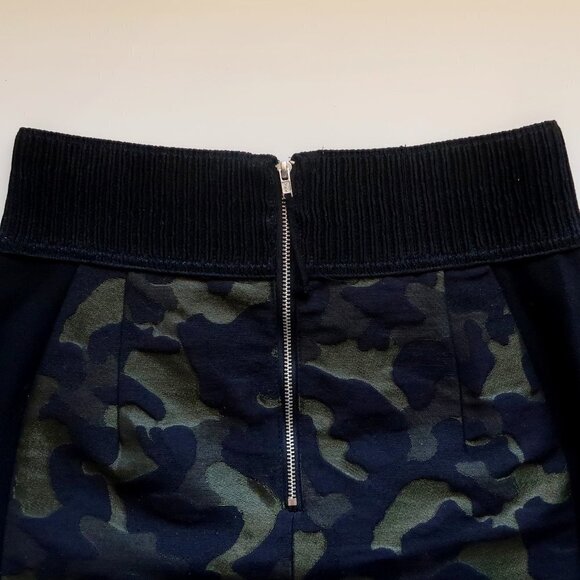 Anthropologie Maeve Jacquard Camo Khaki & Black Side Stripe Pencil Skirt 4 - Picture 12 of 16